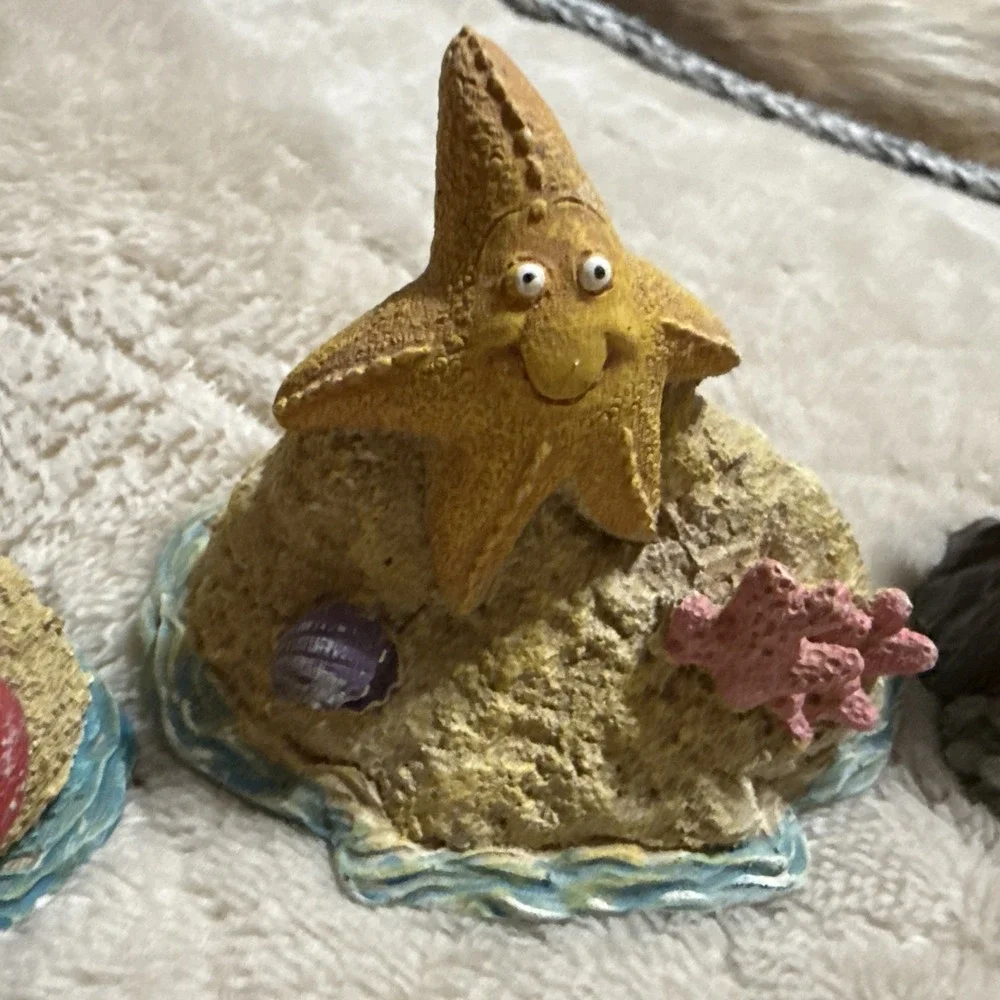 3 Fish Aquarium Decor Pirate Starfish Shell Crab Polyresin